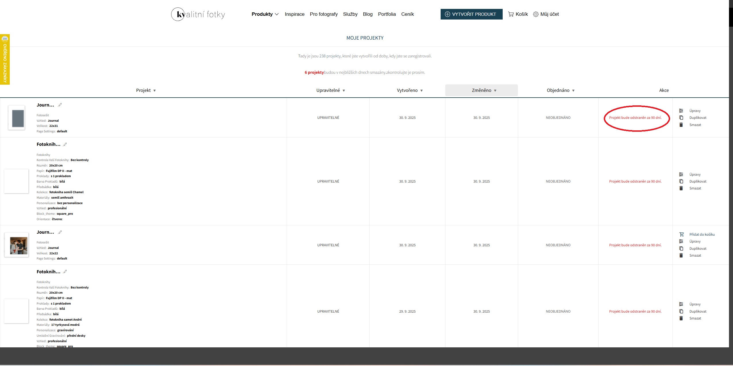 Moje projekty v editoru