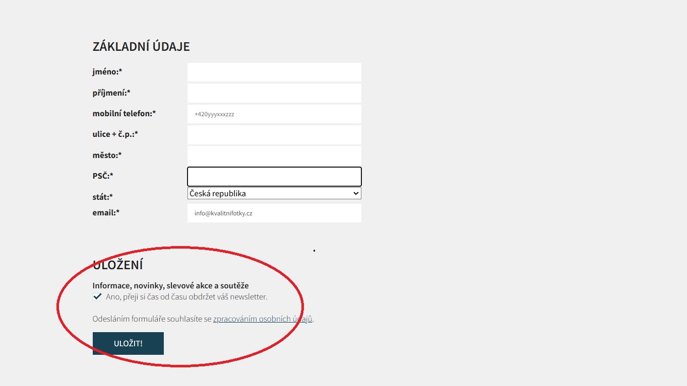 Odkaz pro odhlášení z newsletteru